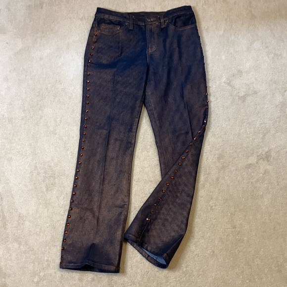DG2 by Diane Gilman size 4P Jeans with a Bronze shimmer, Rhinesone Studding - Picture 1 of 9